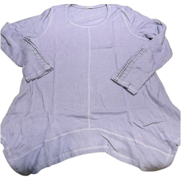 Studio 1886 Ribbed Knit 3/4 Sleeves Lavender Touch Of Lace Tunic Top Size XL - Picture 2 of 7